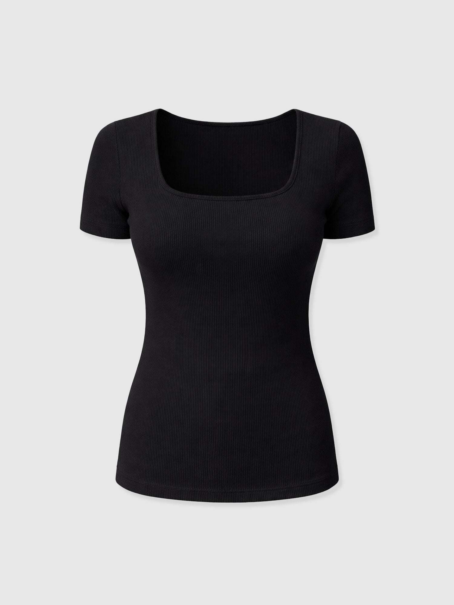 Sloane Ribbed Short Sleeve Tee - Black - Women's T-shirts | Saint + Sofia® USA